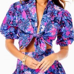 Lilly Pulitzer Top size Large of Livvie smocked set